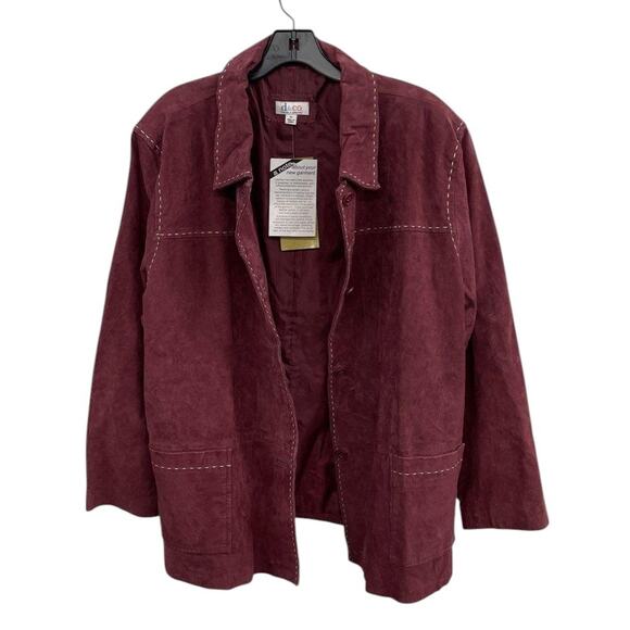 NWT | denim + company Maroon Washable Genuine Leather Jacket | Women's 3x - Picture 2 of 6